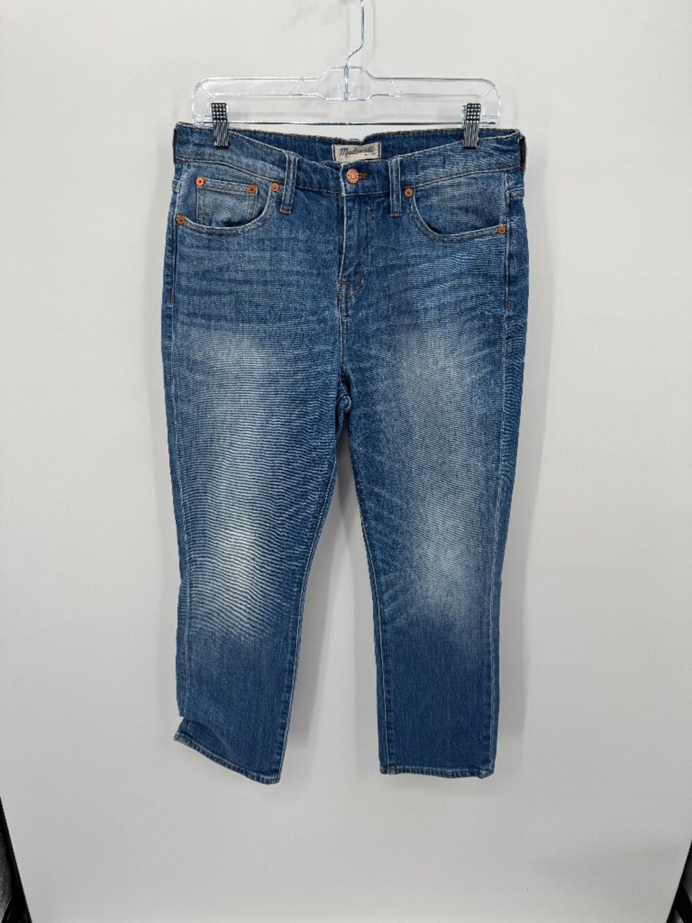 Madewell Kick Out Crop Jeans Womens Size 30 Medium Wash Stretch Denim Flare